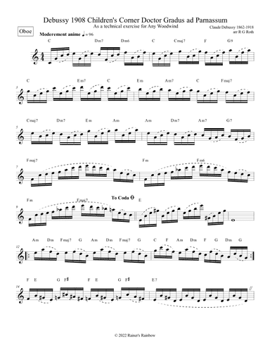 Debussy 1908 Children's Corner Doctor Gradus ad Parnassum Oboe or Sax Study (arr. R G Roth)