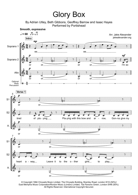 Glory Box (arr. Jake Alexander)