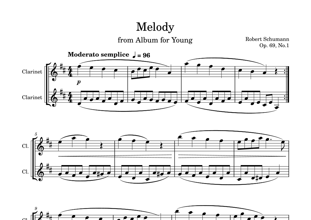Melody from Album for Young (arr. Kin Leung)