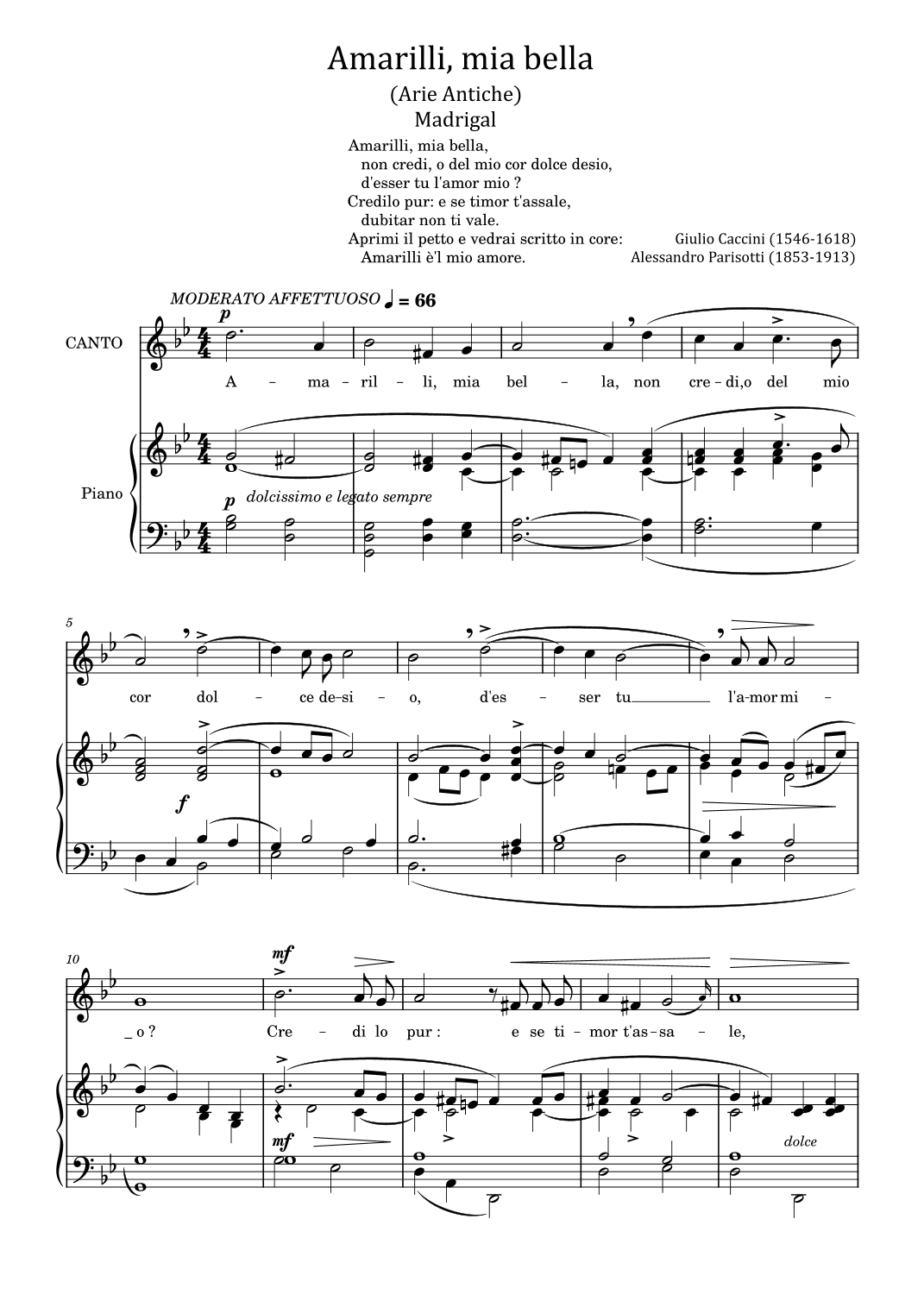 Giulio Caccini - Amarilli, mia bella - For Soprano and Piano Original (arr. poon)