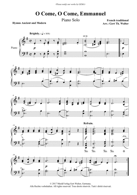 O Come, O Come, Emmanuel (arr. Gert Th. Walter)