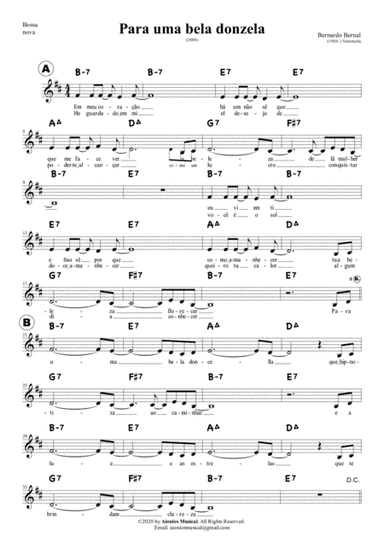 Para uma bela donzela - Lead sheet