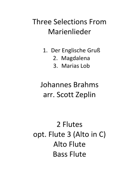 Three Selections from Marienlieder (arr. Scott Zeplin)