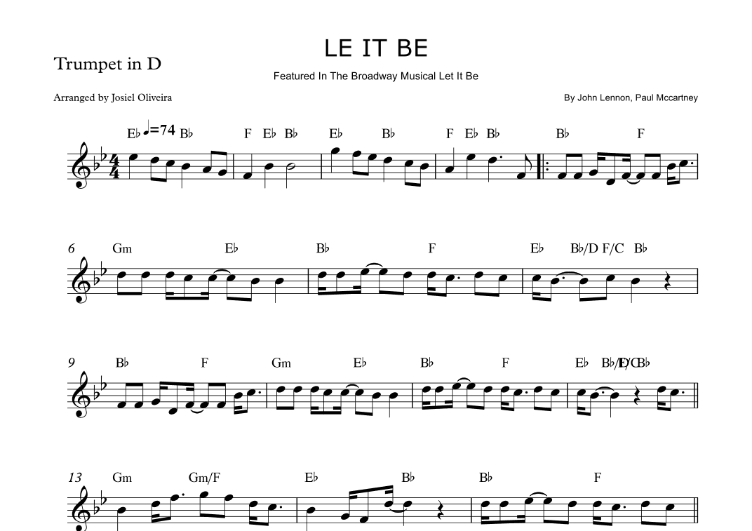Let It Be (arr. Josiel Oliveira)