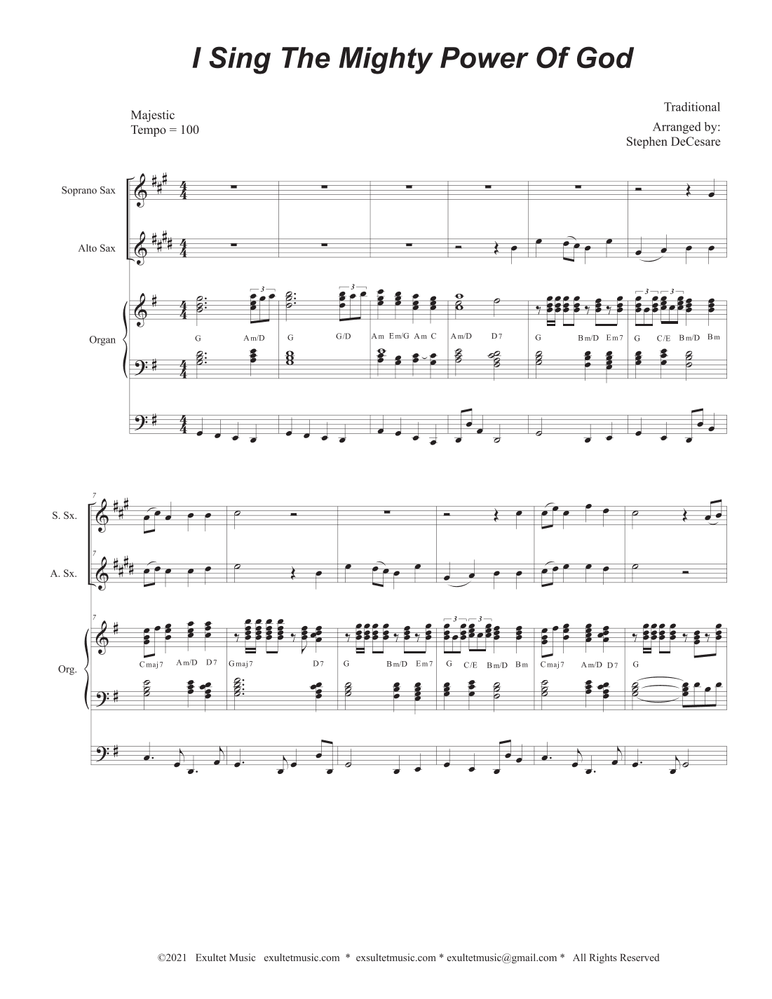 I Sing The Mighty Power Of God (Duet for Soprano and Alto Saxophone - Organ accompaniment) (arr. Stephen DeCesare)