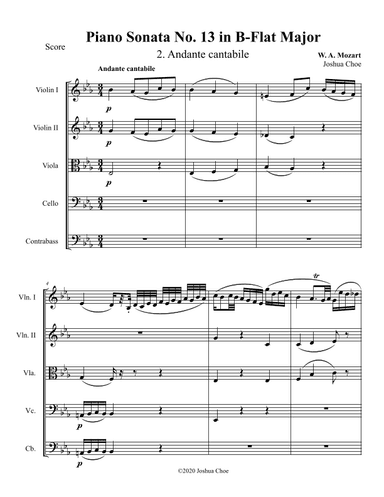 Piano Sonata No. 13, Movement 2 (arr. Joshua Choe)