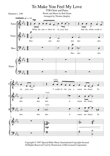To Make You Feel My Love (arr. Thomas Quigley)