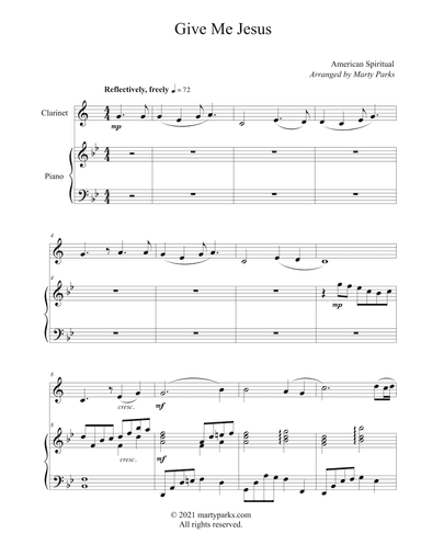 Give Me Jesus (Clarinet-Piano) (arr. Marty Parks)