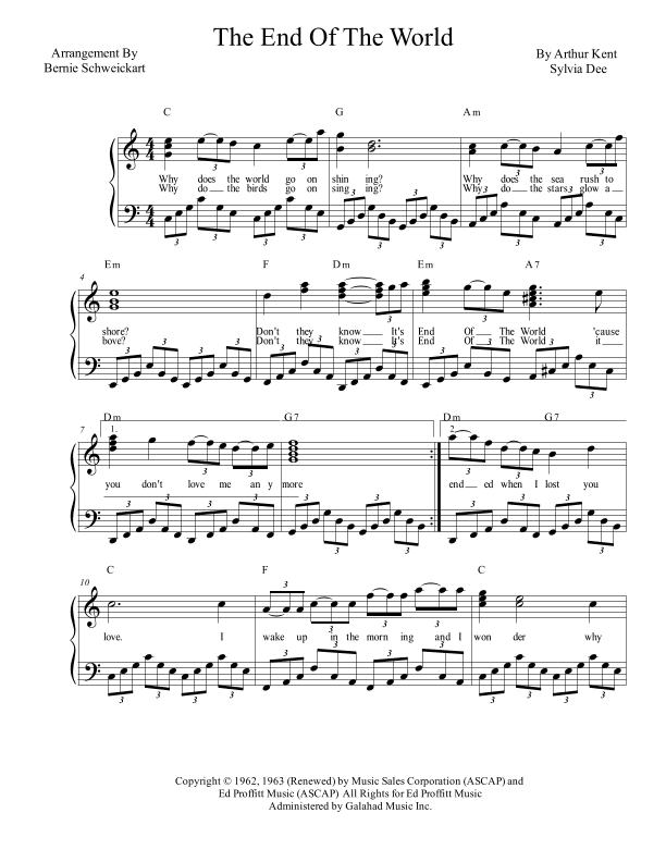 The End Of The World (arr. Bernie Schweickart)