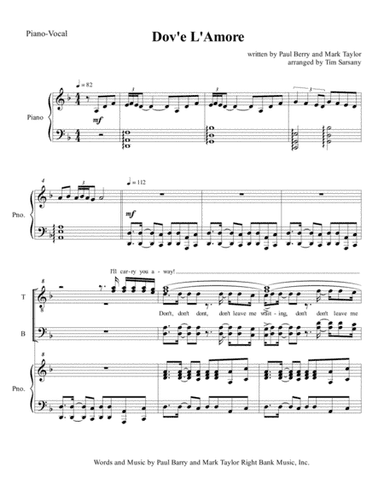 Dov'e L'amore (arr. Tim Sarsany)