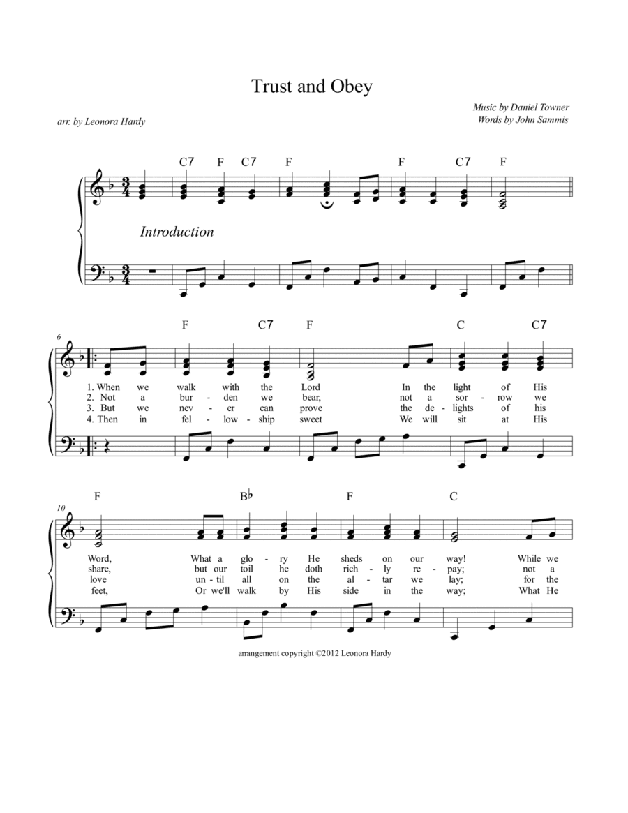 Trust and Obey (When We Walk With the Lord) (arr. Leonora Hardy)