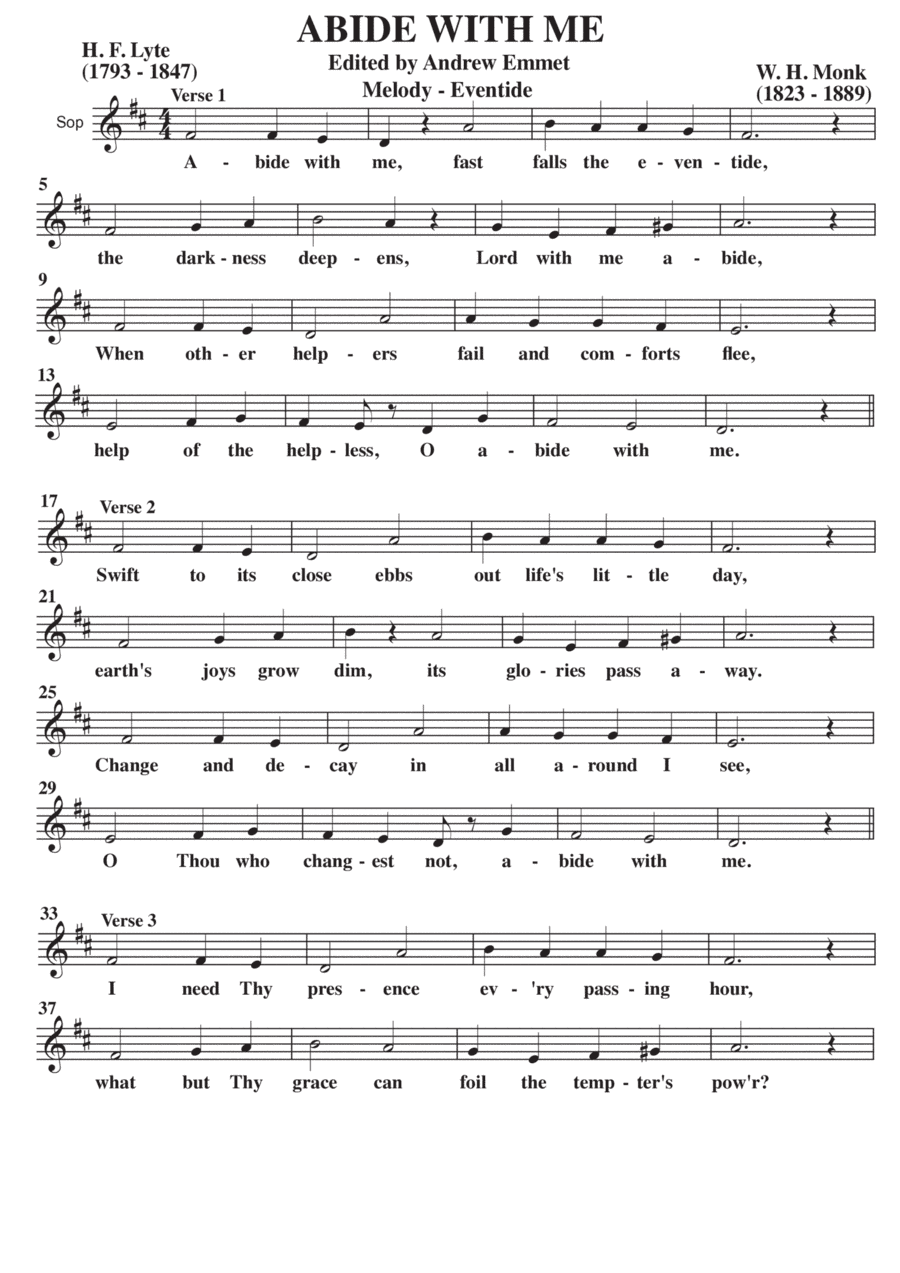 Abide With Me A Cappella SAB (arr. Edited by Andrew Emmet)