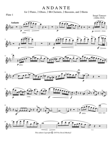 Andante for 2 flutes, 2 oboes, 2 Bb clarinets, 2 bassoons, and 2 horns (arr. Edited by D. Musheff)