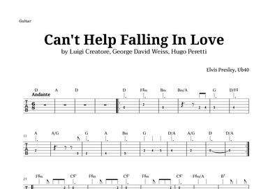 Can't Help Falling In Love (arr. Langanho)