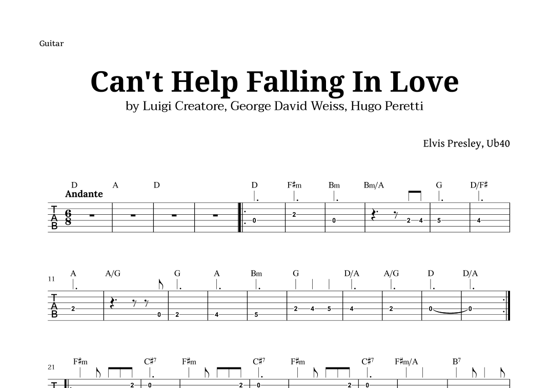 Can't Help Falling In Love (arr. Langanho)