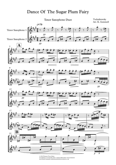 Dance Of  The Sugar Plum Fairy: Tenor Saxophone Duet (arr. Keith Gemmell)