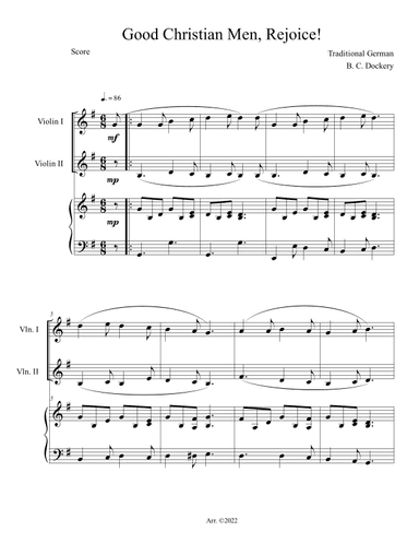 Good Christian Men, Rejoice! (Violin Duet with Piano Accompaniment) (arr. B. C. Dockery)