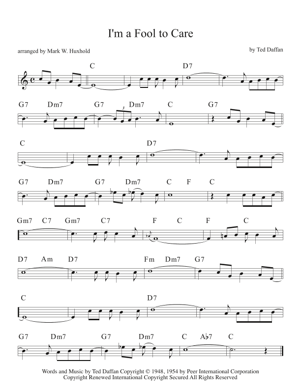 I'm A Fool To Care (arr. Mark W. Huxhold)