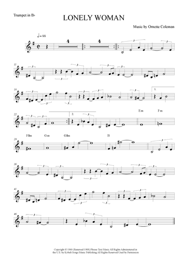 Lonely Woman (arr. The Sheet Music Library)