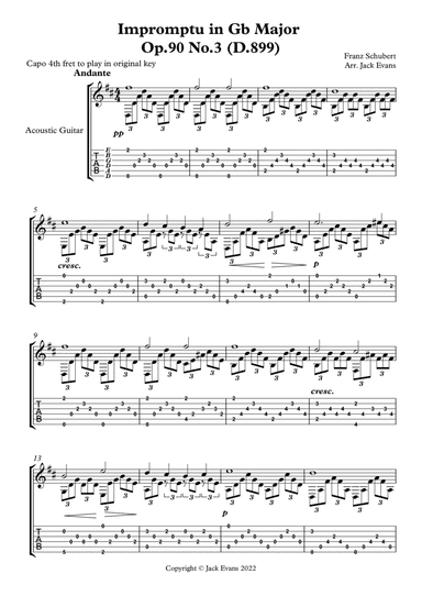 Schubert Impromptu in Gb - solo guitar (arr. Jack Evans)