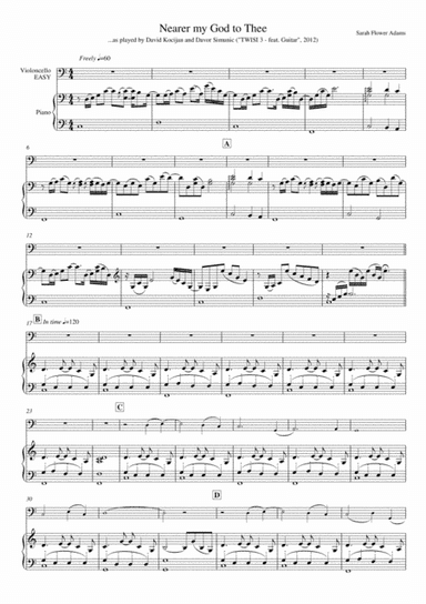 Nearer my God to Thee (piano & violoncello) - EASY (arr. David Kocijan & Davor Simunic)