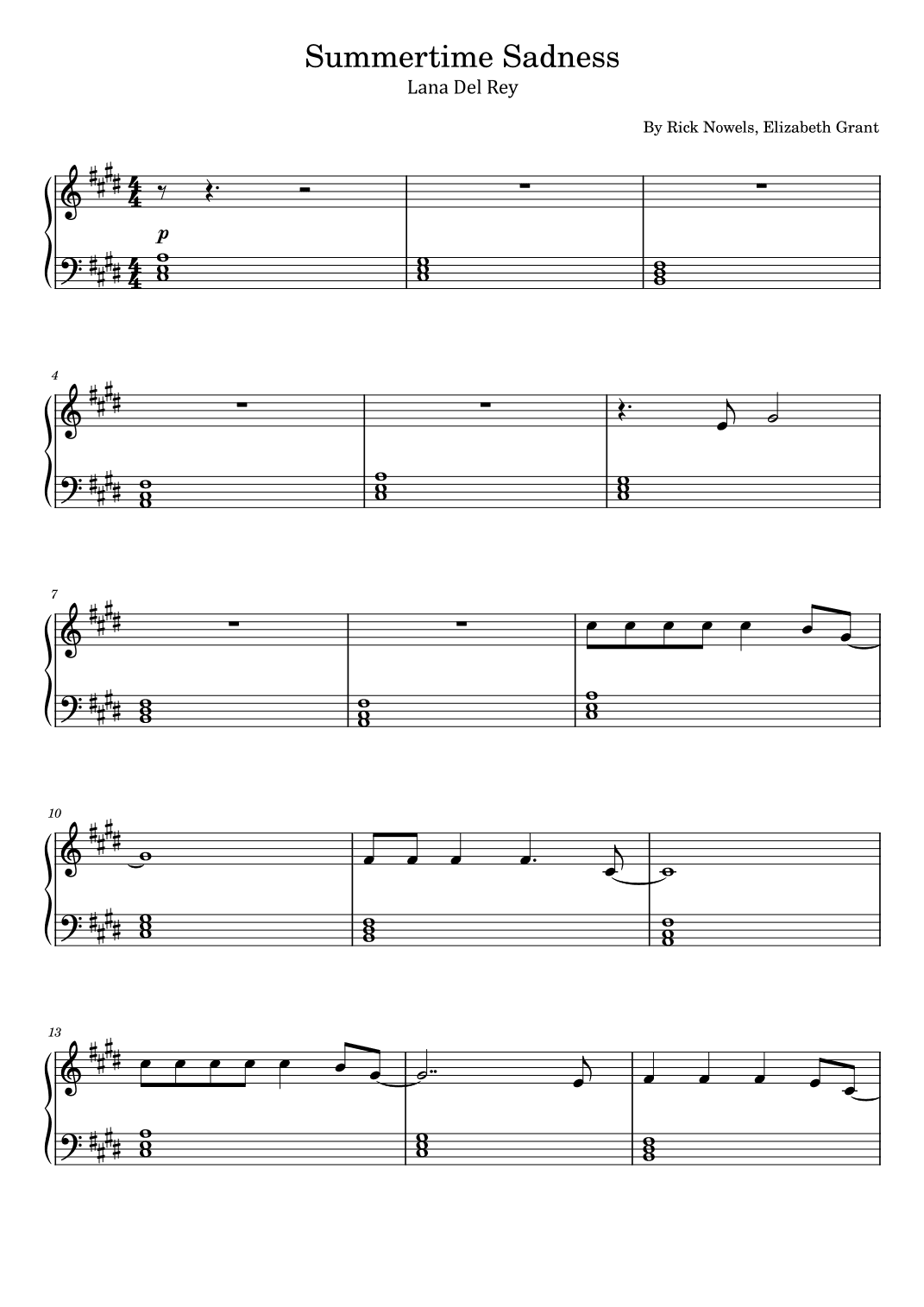 Summertime Sadness (arr. poon)