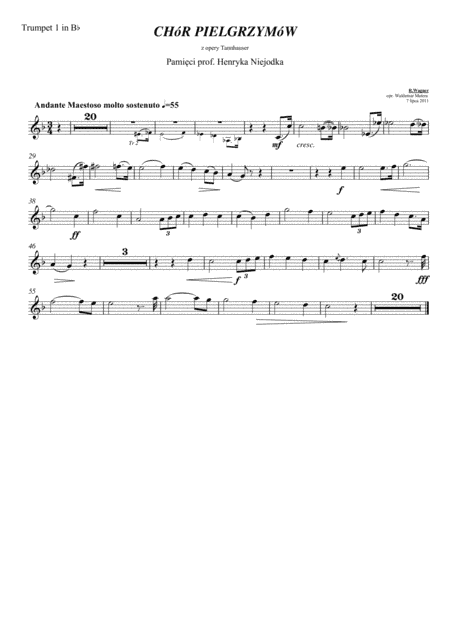 Richard Wagner - Pilgrim's Choir from Tannhauser - for Brass Choir (4 Tr, 2 Cr, 3 Trbn, 2 Tb) (arr. Waldemar Matera)