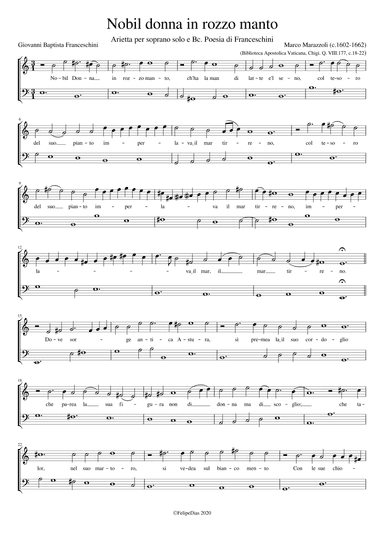 Nobil donna in rozzo manto (arr. Early Music Scores)