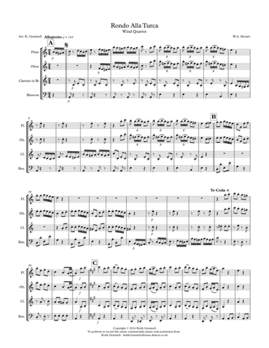 Rondo Alla Turca: Woodwind Quartet (arr. Keith Gemmell)