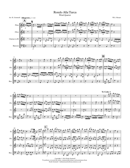 Rondo Alla Turca: Woodwind Quartet (arr. Keith Gemmell)