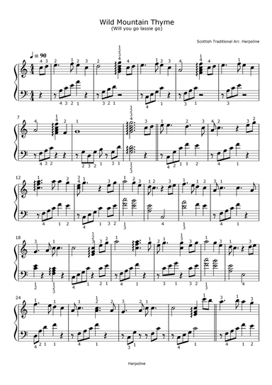 Wild Mountain Thyme in C (Go Lassie Go) (arr. Harpoline)