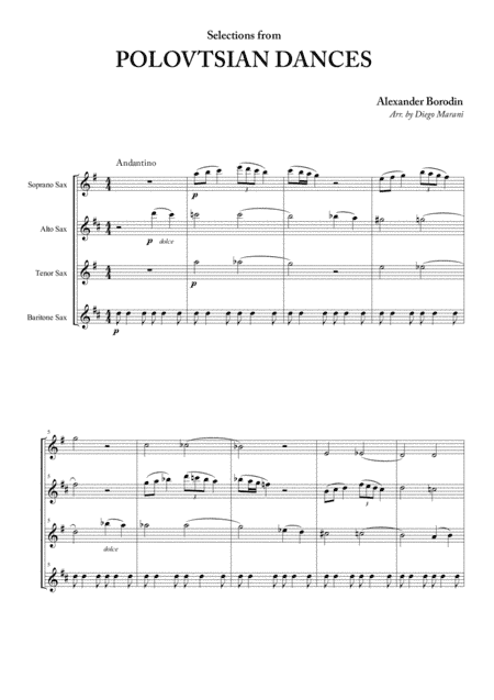 Polovtsian Dances for Saxophone Quartet (arr. Diego Marani)