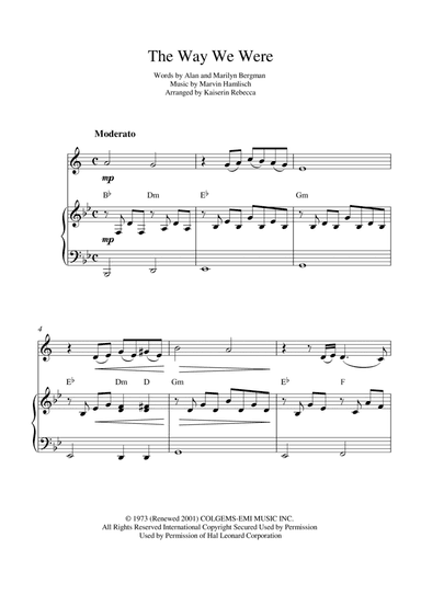 The Way We Were (arr. Kaiserin Rebecca)