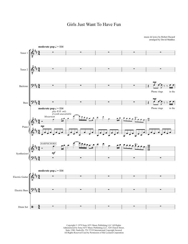 Girls Just Want To Have Fun (arr. David Maddux)