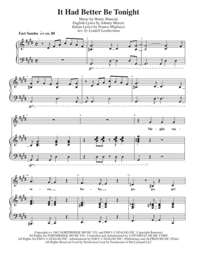 It Had Better Be Tonight (arr. Lyndell Leatherman)
