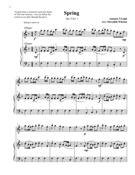 Classical Duets for Flute & Piano:  4 Selections from Vivaldi's Four Seasons (arr. Meredith Whelan)