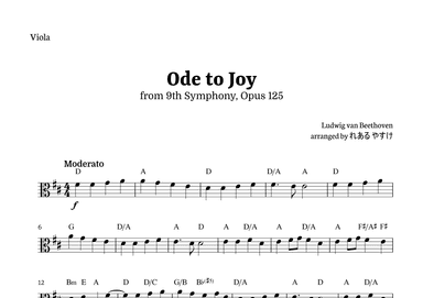 Ode to Joy for Viola Solo by Beethoven Opus 125 (arr. れある やすけ)