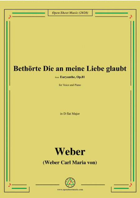 Weber-Bethorte Die an meine Liebe glaubt,in D flat Major (arr. MSM)