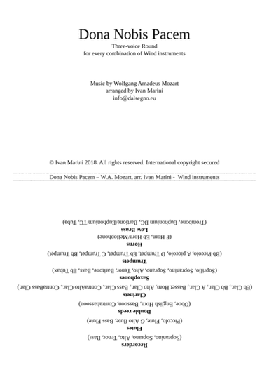 DONA NOBIS PACEM (Mozart) - Every combination of Winds (arr. Ivan Marini)