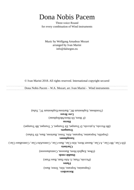 DONA NOBIS PACEM (Mozart) - Every combination of Winds (arr. Ivan Marini)