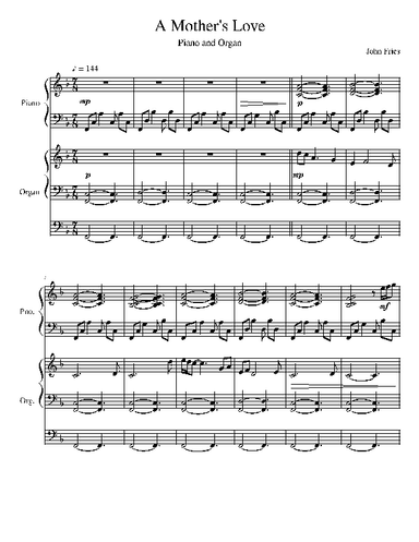 A Mother's Love for Piano and Organ