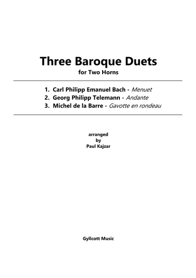 Three Baroque Duets for Two Horns (arr. Paul Kajzar)