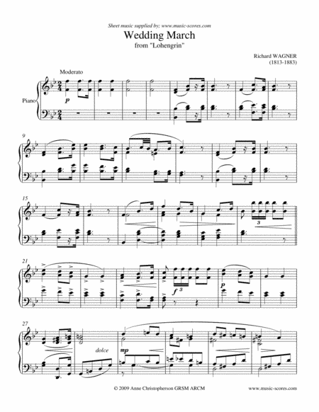 Wedding March from Lohengrin - Piano (Long version) (arr. Anne L Christopherson GRSM ARCM)