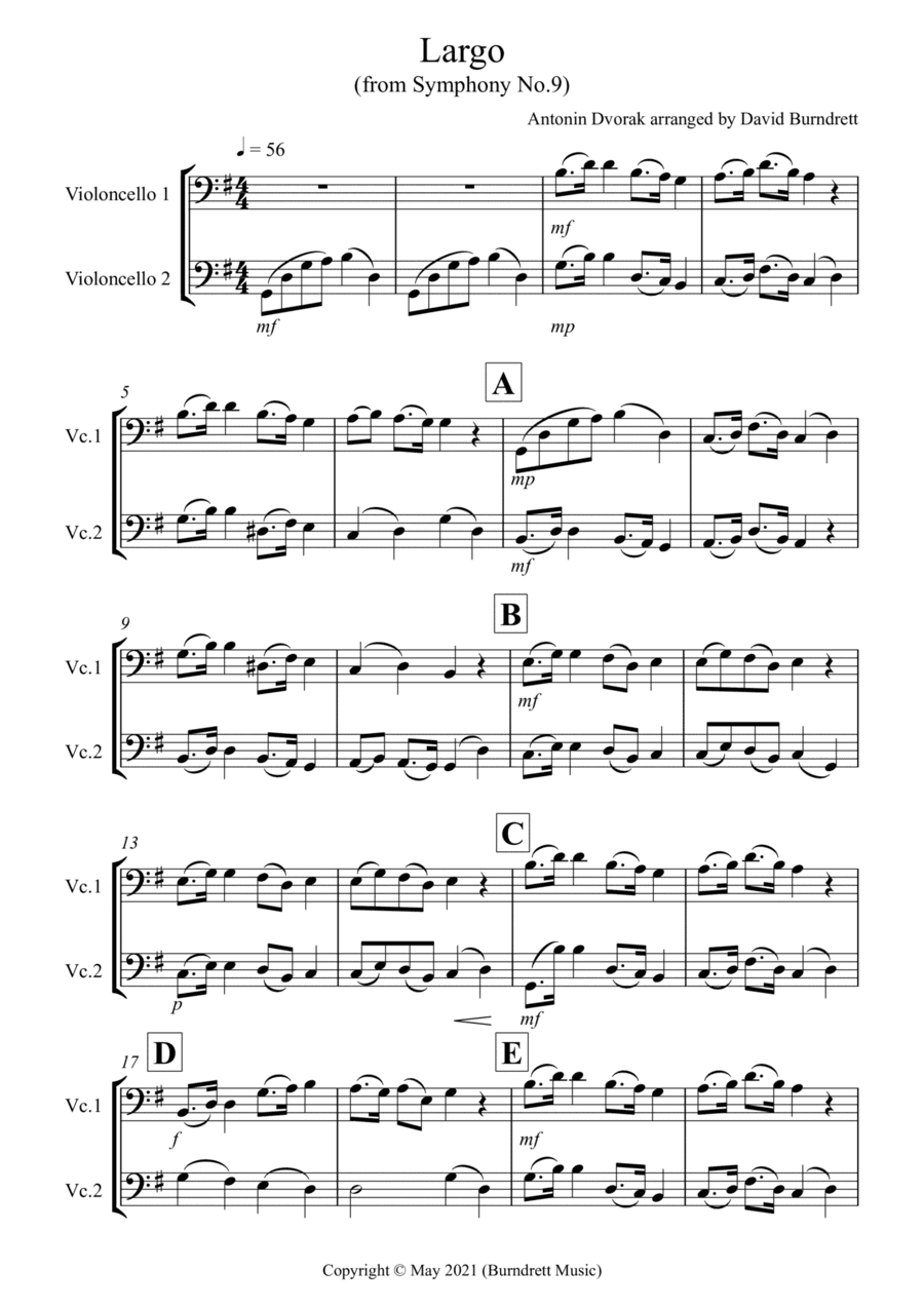 Largo (from the New World) for Cello Duet (arr. David Burndrett)