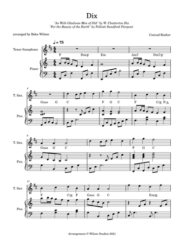 As With Gladness Men of Old--tenor sax solo (arr. Beka Wilson)