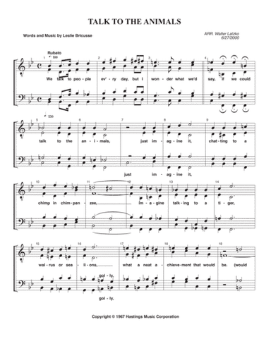 Talk To The Animals (arr. Walter Latzko)