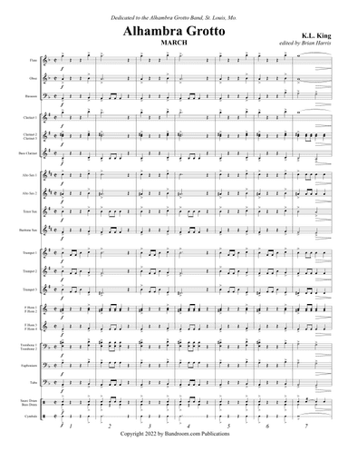 ALHAMBRA GROTTO MARCH (medium - concert band; score, parts, & license to copy) (arr. Brian Harris)