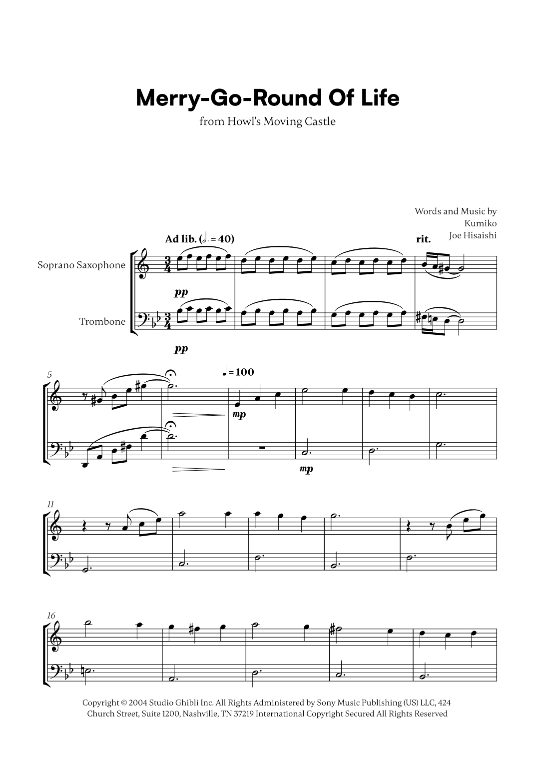 Merry-go-round Of Life (arr. Cadenza Editions)
