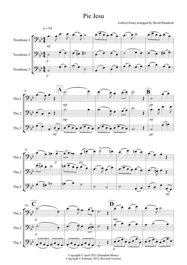 Pie Jesu (from Requiem) for Trombone Trio (arr. David Burndrett)