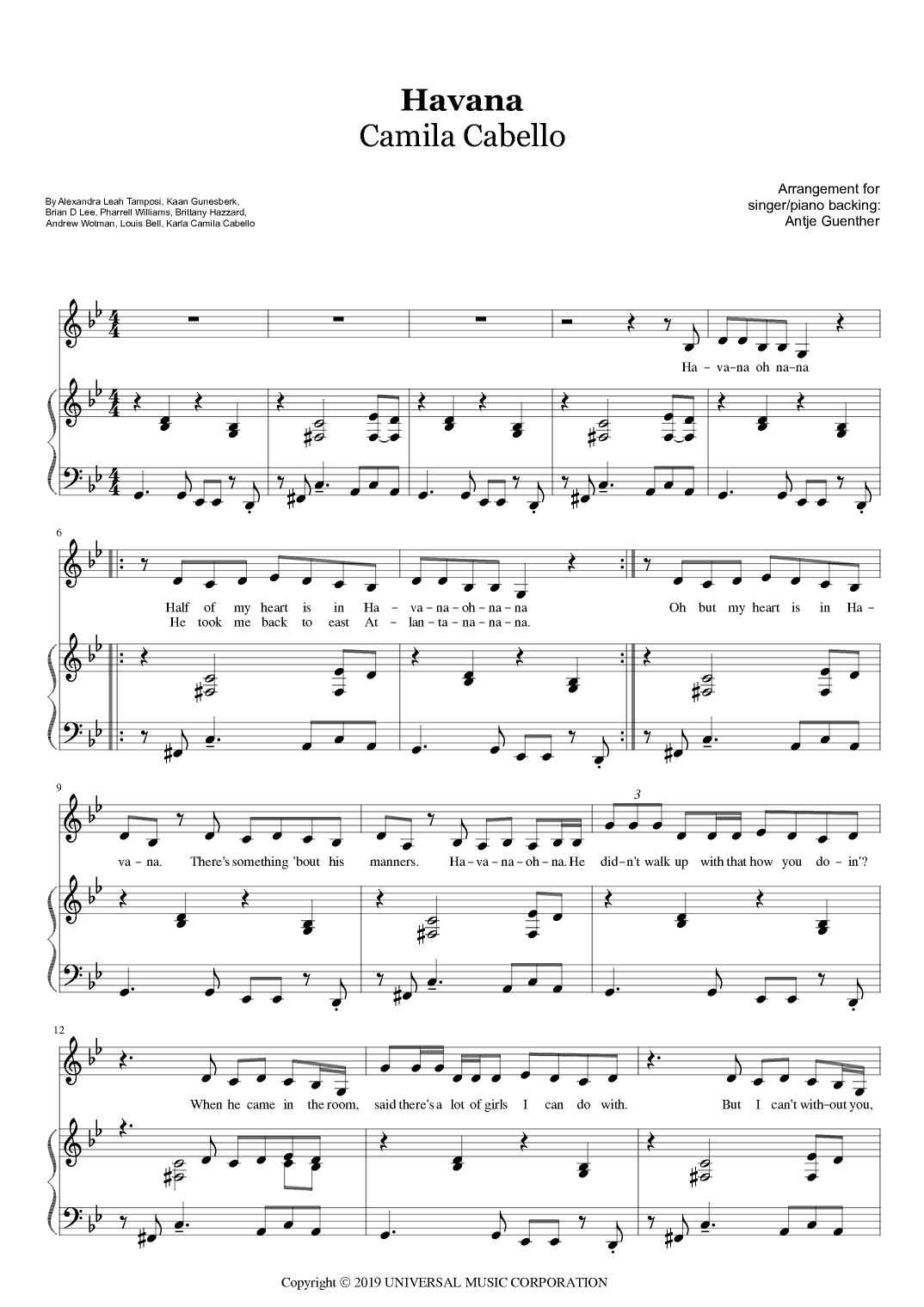 Havana (original) (arr. Antje Günther)